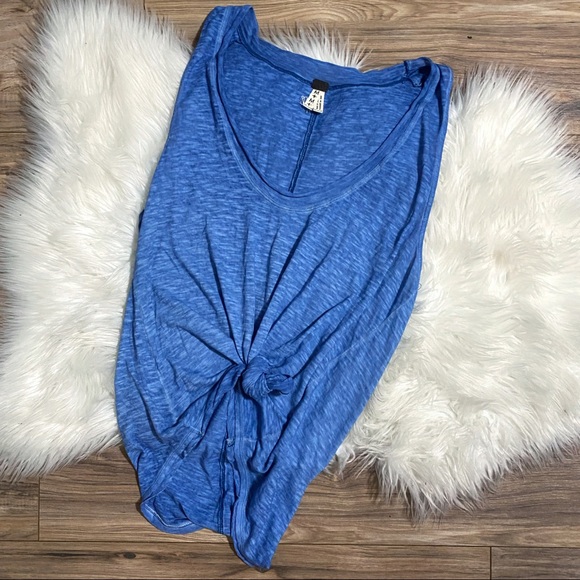 We the Free | Free People Slouchy Blue Burnout Top - Picture 1 of 11
